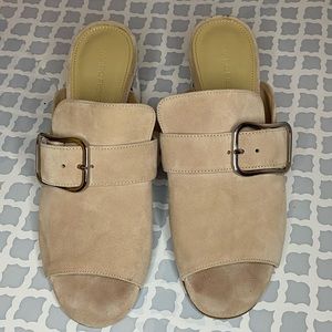 Blush Suede Heeled Marc Fisher Slip On Mules